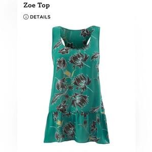Cabi Zoe Falling Flowers Sleeveless Peplum Tank Top Blouse Green Floral Size‎ M